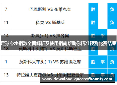 足球心水指数全面解析及使用指南帮助你精准预测比赛结果